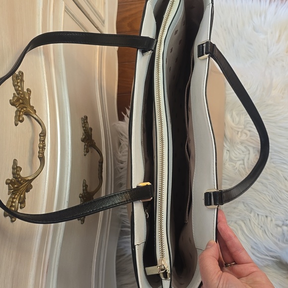 Kate Spade Staci Color Block Beige and Black Laptop Tote Bag - Picture 9 of 12